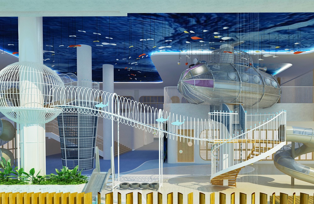 深圳教育幼兒園（深圳灣分部）2022年做的幼兒園大型玩具，融合了灣區(qū)濱海主題元素，受到了孩子們熱烈喜愛(ài)。