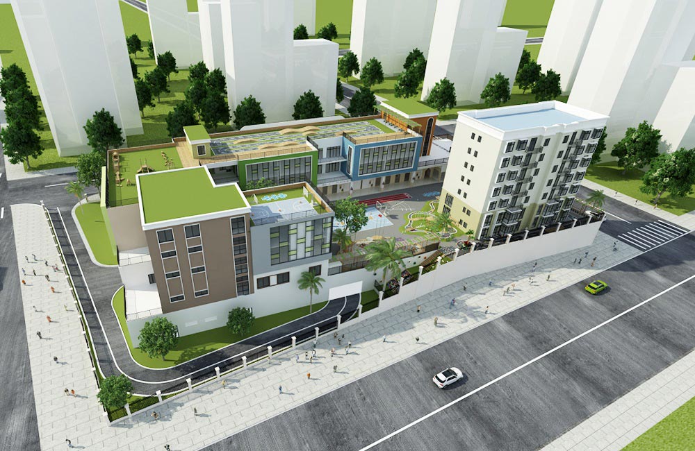 貴州遵義市紅英幼兒園裝修設(shè)計(jì)：分為幼兒園部（6081㎡）、早教部（652㎡）戶(hù)外面積（2300㎡）整體室內(nèi)外設(shè)計(jì)