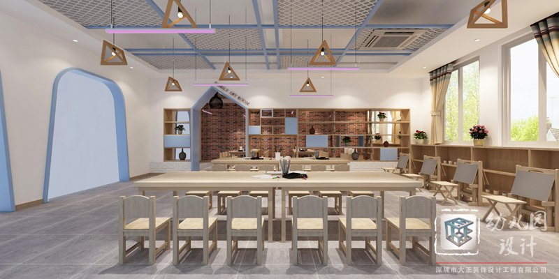 美術(shù)室、陶藝廳 幼兒園室內(nèi)效果圖